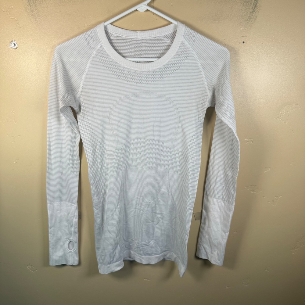 Lululemon Swiftly Tech Long Sleeve Women 4 White Seamless Running Performance
